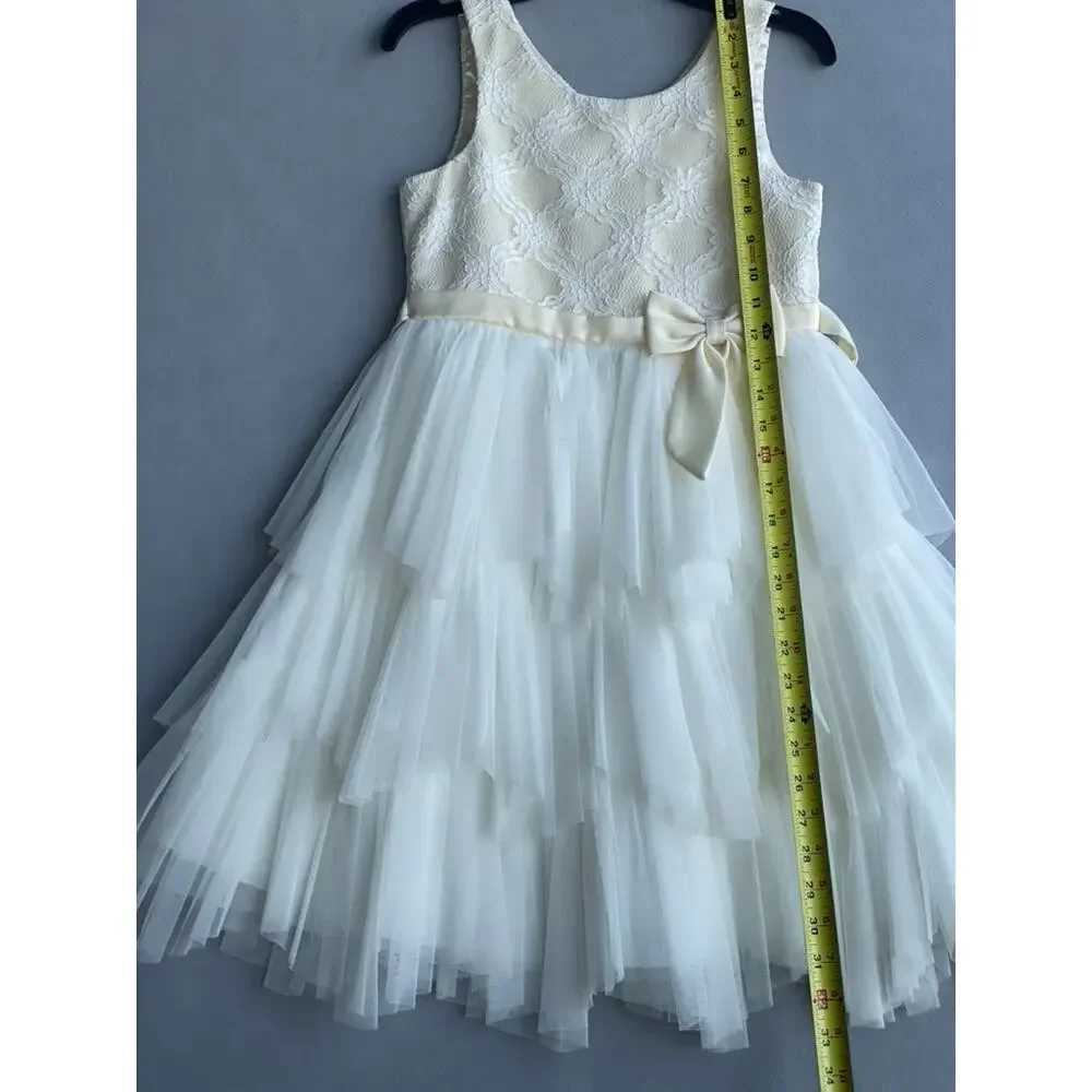 AMERICAN PRINCESS OFF-WHITE IVORY SPECIAL OCCASION TULLE DRESS BOW - SIZE 10